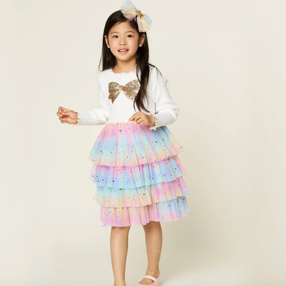 Petite Hailey Bow Layered Tutu Dress Princess 4T